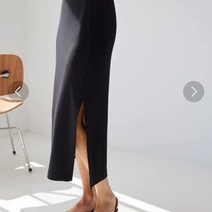 AYR High Hopes Black Midi Skirt Size L | Pull-On Stretch | Minimal Column